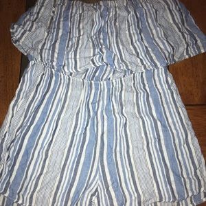 Linen strapless romper